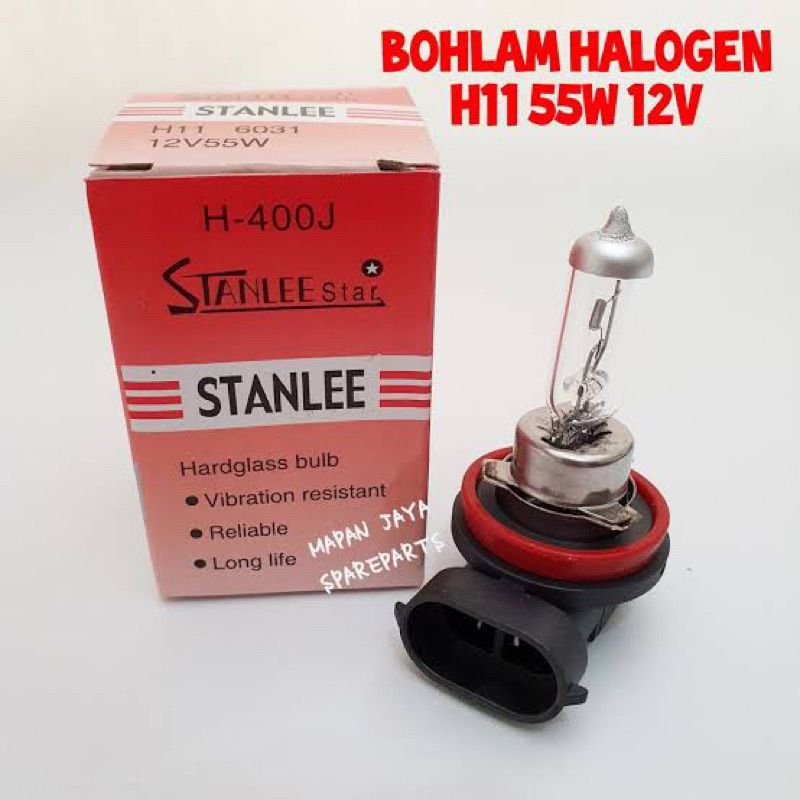 HALOGEN BULB H11 / BOHLAM HALOGEN LAMPU MOBIL H11 12V 55W CLEAR 100w WATT