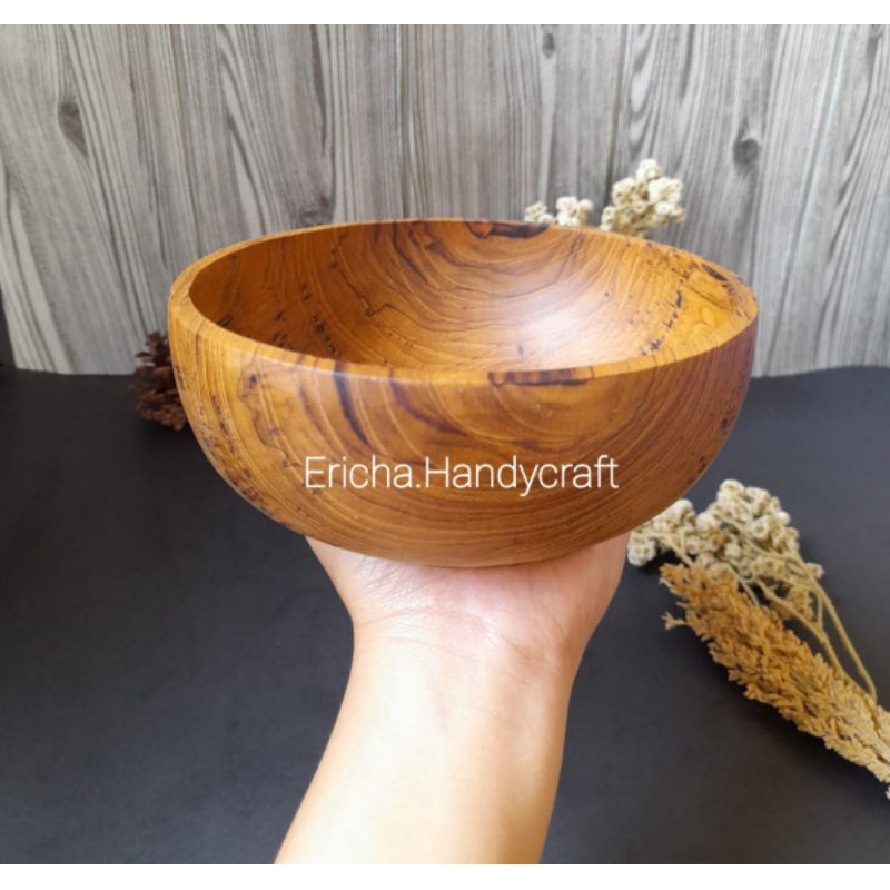 Mangkok kayu/mangkok kayu jati/mangkok bakso mie/mangkok kayu jati 15cm tinggi 6cm