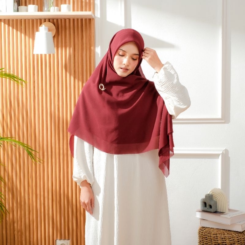 RECOMMENDED KERUDUNG HIJAB SEGI EMPAT BESAR JUMBO SYAR'I POLYCATTON PREMIUM ELZAHRA LASERCUT
