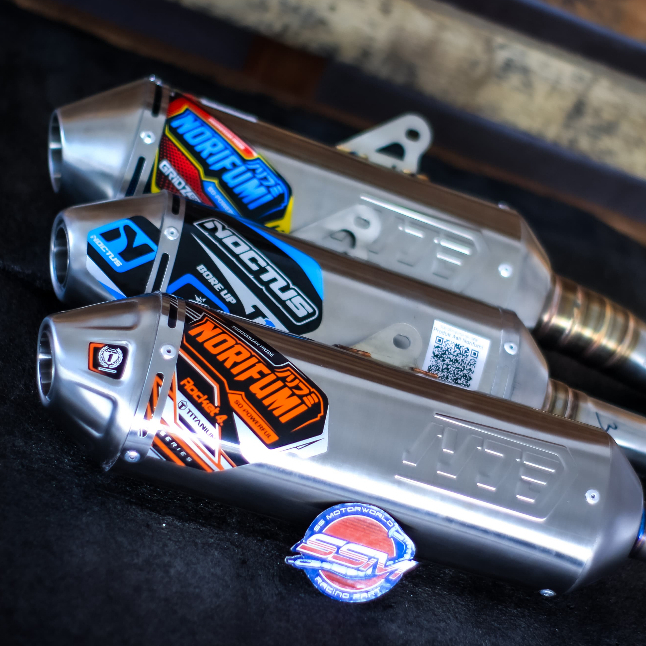 KNALPOT NORIFUMI NOCTUS  ~ROCKET 4 TITANIUM, ~KOMPETISI GRIDZ, ~BORE UP T1 KLX, CRF, WR