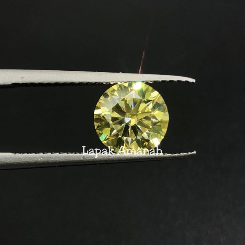 Batu Moissanite GRA Sertifikat Moissanite Yellow 2ct