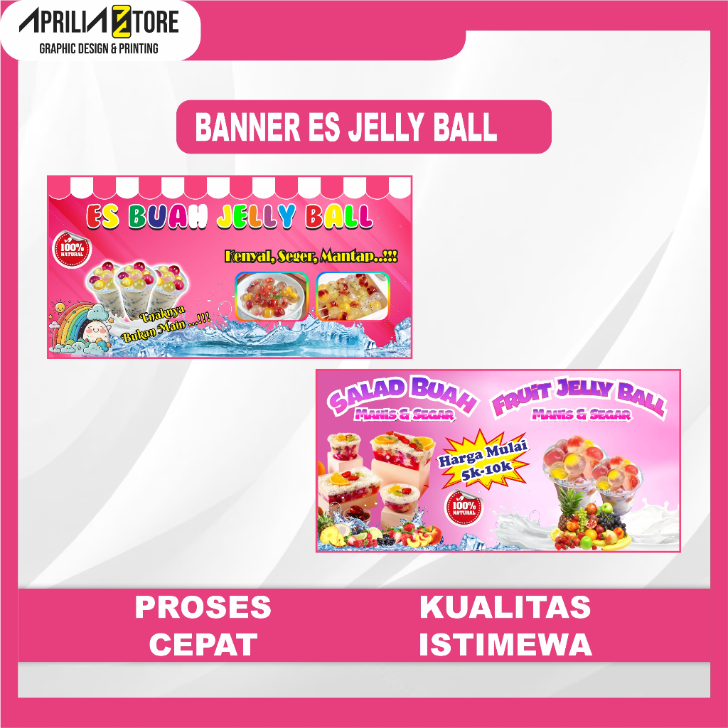 Spanduk Banner Backdrop Jelly Ball / Banner Es Buah Jelly Ball / Spanduk Es Jelly Ball