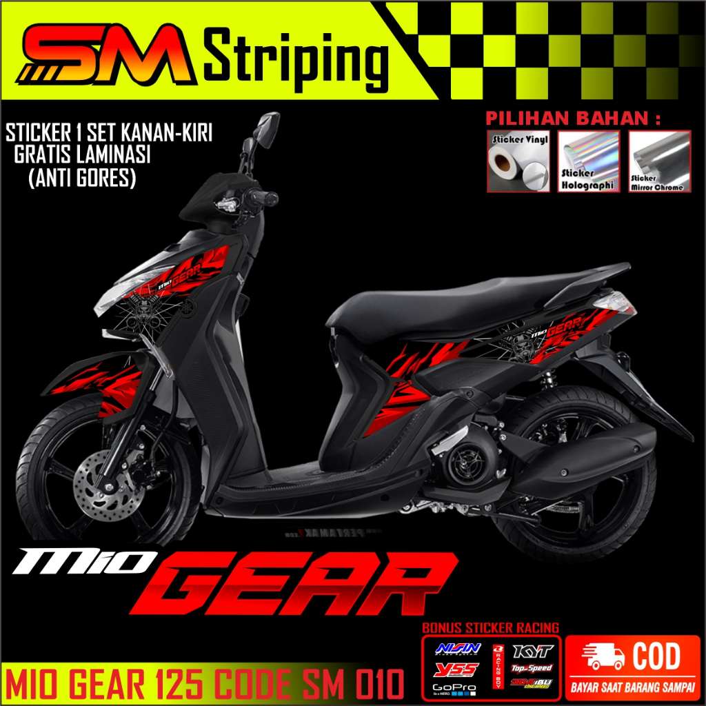 ( BISA COD ) striping mio gear 125 striping mio gear 125 variasi sticker mio gear hologram sticker m