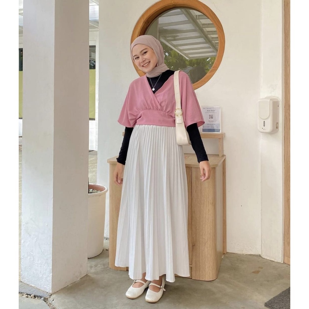 Baju Outer Wanita Korean Style Bowback Outher Bahan Wollycrafe Outfit Atasan Wanita Kekinian Merah P