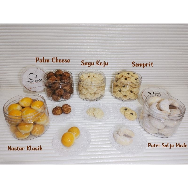 

Kue Kering Kue Lebaran Nastar / Putri Salju / Palm Cheese / Sagu Keju / Semprit / Ekonomis 300 ml