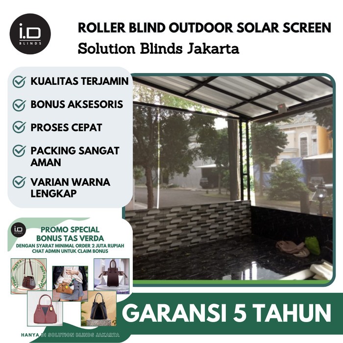 Suntex Blind Roller Outdoor Tirai Teras Murah Anti Panas, Hujan & UV Harga Per Cm