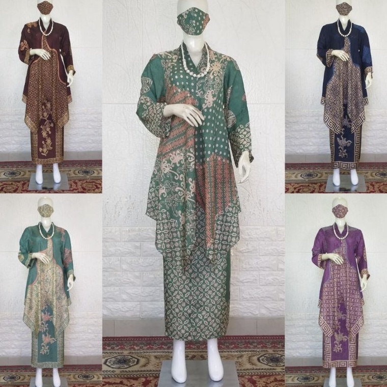 Model Baru Setelan Batik Wanita Viscose Set Rok Blouse V Viscose Semi Sutra Kebaya Modern