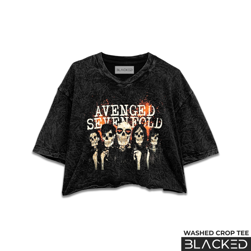 CROP TEE AVENGED SEVENFOLD - PIECE OF HEAVEN / STONEWASH / WASHED CROPTOP / OVERSIZED CROP TOP / SLI