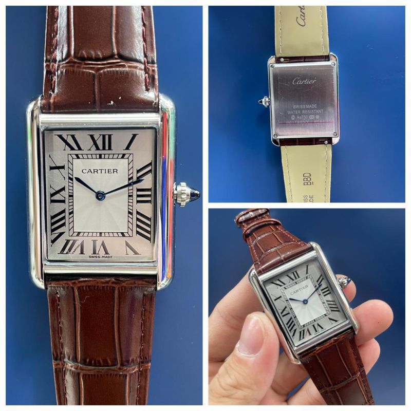 Cartier Tank Solo Silver, Japan Quartz Super Quality Leather Strap Diameter 31mm #cartier