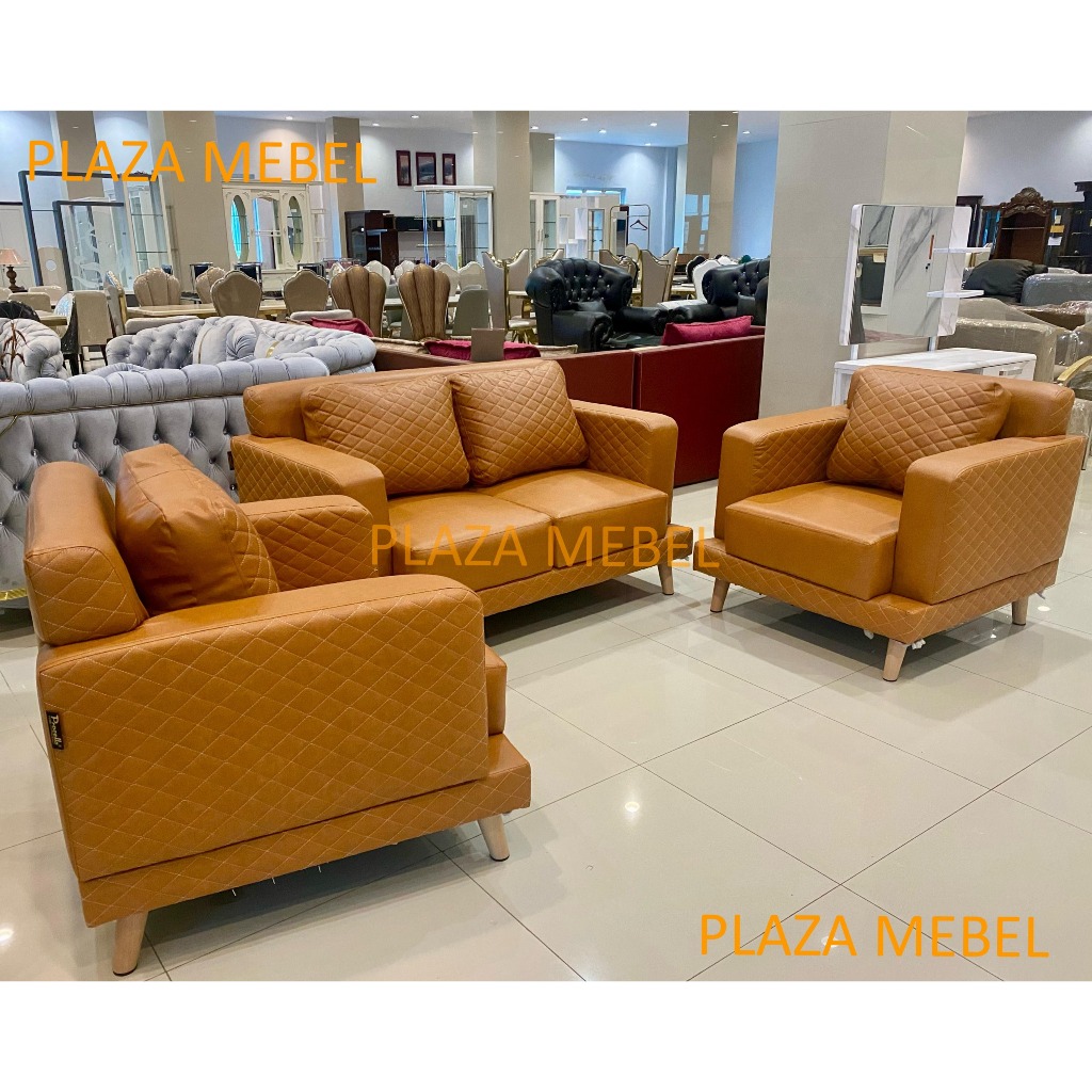 Sofa Kursi Tamu Bullseye Minimalis Modern 211 Kulit Oscar