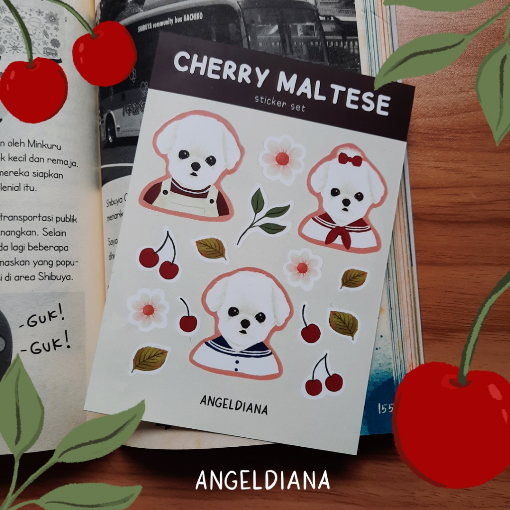 

Cherry Maltese Sticker Sheet