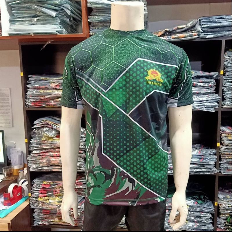 KAOS PRIA INFANTERI TNI AD / PAKAIAN PRIA TNI AD DRY FIT INFANTERI HIJAU