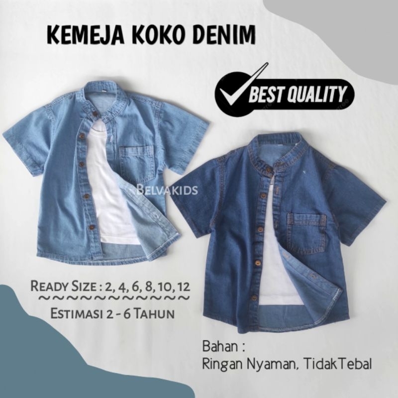 KEMEJA KOKO JEANS PREMIUM ANAK LAKI USIA 1 SAMPAI 9 Tahun / KEMKO DENIM BOY
