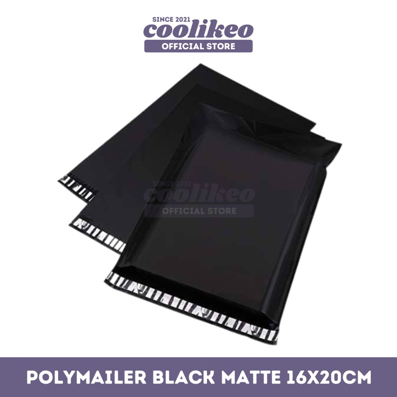 

[SATUAN] POLYMAILER POLY MAILER PLASTIK PACKING OLSHOP 16x20 BLACK MATTE HITAM DOFF