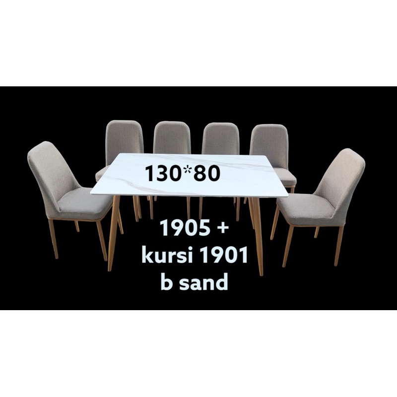 Meja Makan Marmer Import 6 Kursi