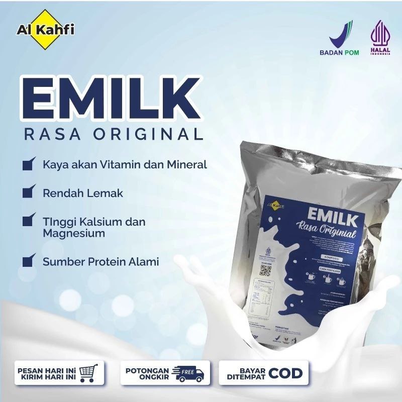 

EMILK Susu Kambing Etawa Bubuk Murah Aman Halal Nikmat Berkualitas Kemasan 500 Gram Rasa Original