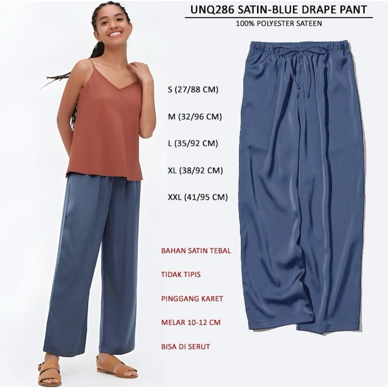 Celana Panjang Satin Wanita Model Kulot (Satin Drape Pant) branded UNIQLO Original
