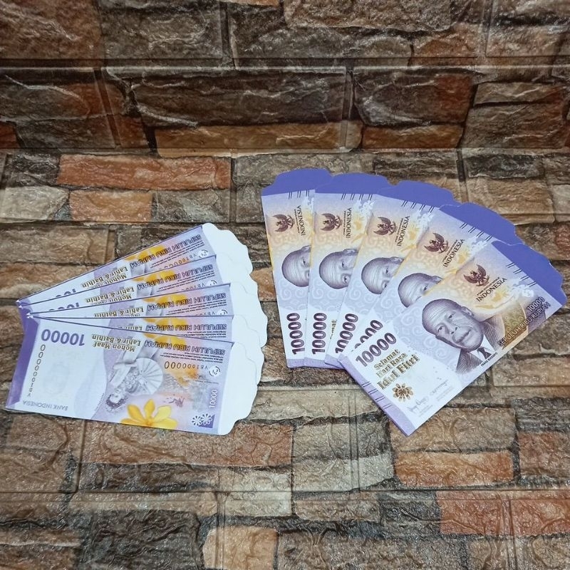 

10 lembar ampau lebaran 7.5 cm x 16 cm ( uang mainan 10k)