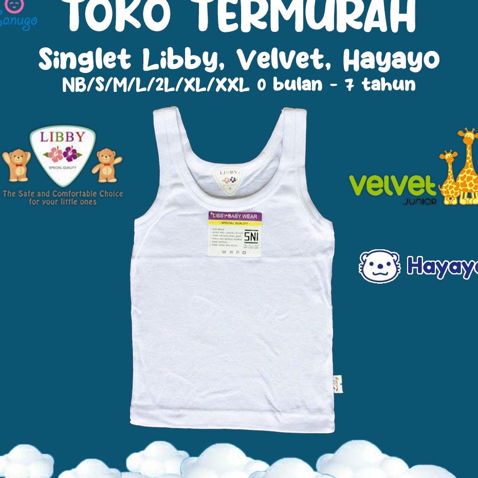 ShareNow LIBBY VELVET JUNIOR Singlet  Kaos Dalam Anak Putih  Baju Anak  Kaos Anak  Kaos Dalam Velvet