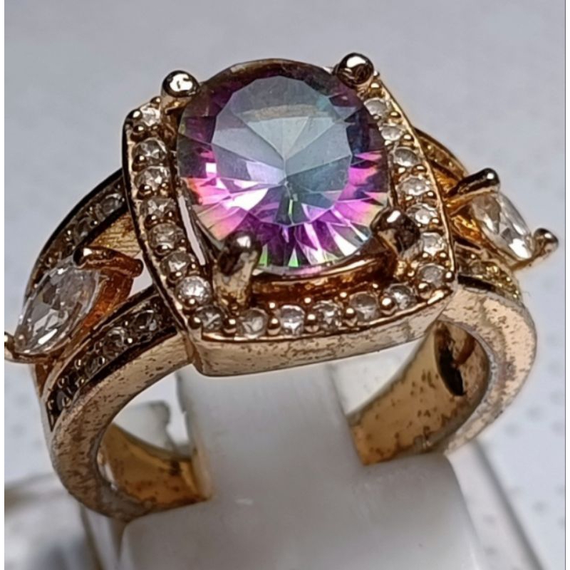 Natural mystic quartz ring cewek