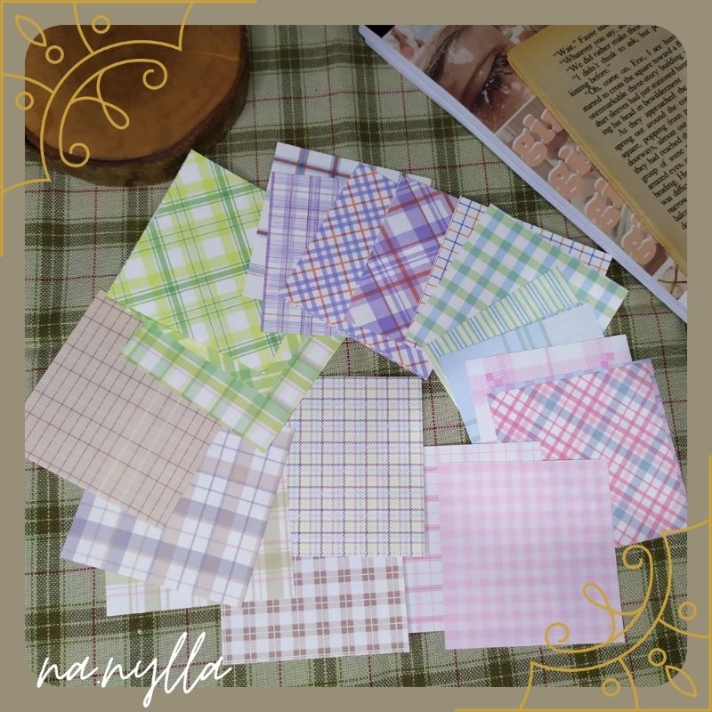 

Started kits 25 pcs Grid Pattern Random Deco Paper Scrap book jurnaling