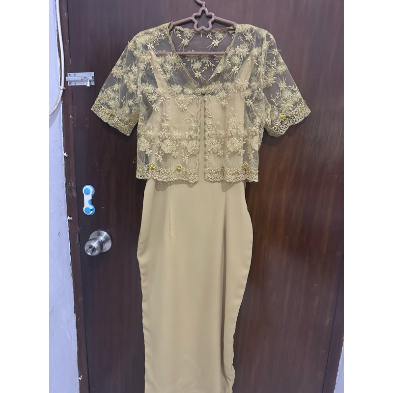 Dress pesta gold bolero