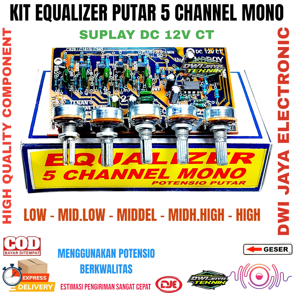 Kit Equalizer 5 Channel Potensio Putar