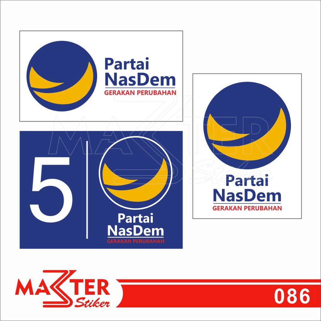 

086 - Stiker Logo Partai NasDem, Sticker Vinyl, Premium, Tahan Air, Termurah, dan Bisa Custom