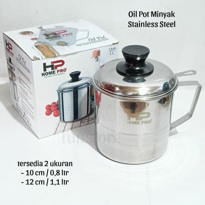 Wadah Minyak Home Pro Stainless Steel/Oil Pot Tempat Penyaringan Minyak Bekas