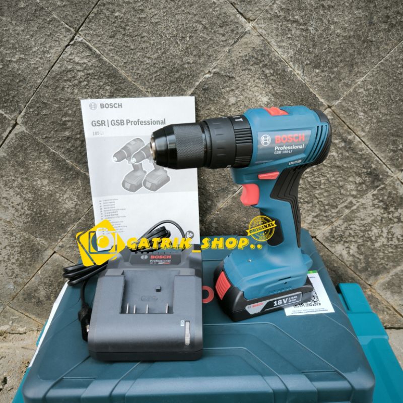 Bor Bosch GSB 185 Li Bor Baterai Bosch 18V Brushless Bor Cordless 13mm Fullset