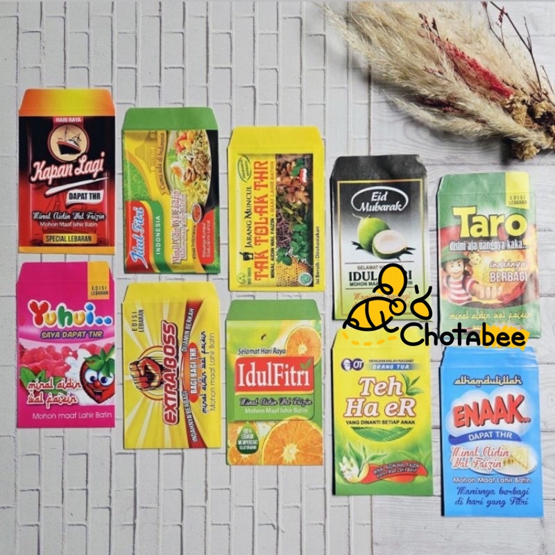 

[100 Pcs] Amplop Idul Fitri Angpao Lebaran Motif Snack lucu nan unik
