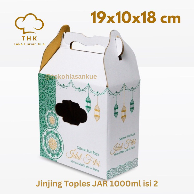 

(1pcs) Box Jinjing Toples JAR 1000ml 19x10x18 cm isi 2 Idul Fitri Lebaran