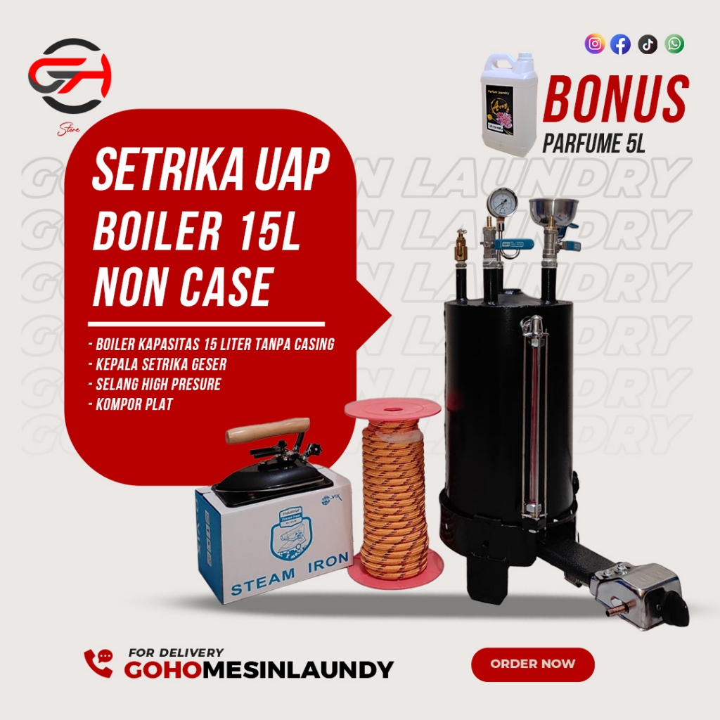 Setrika Uap Laundry Boiler 15L non casing / Setrika Uap Boiler 15 Liter tanpa casing