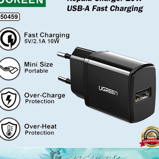 yq Ugreen Adaptor USB Kepala Charger 21A 1W Iphone 7 8 X XS Adapter Cas TC Samsung Oppo Vivo 5459 1 