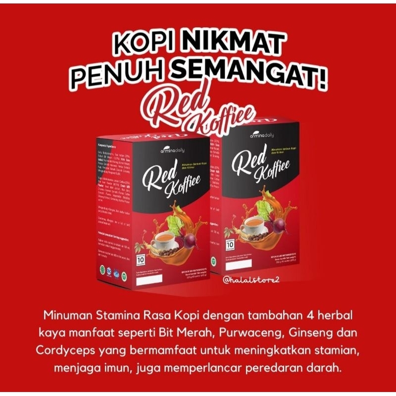 

Red koffiee/kopi merah untuk vitalitas pria dan wanita 1box isi 10 sashet