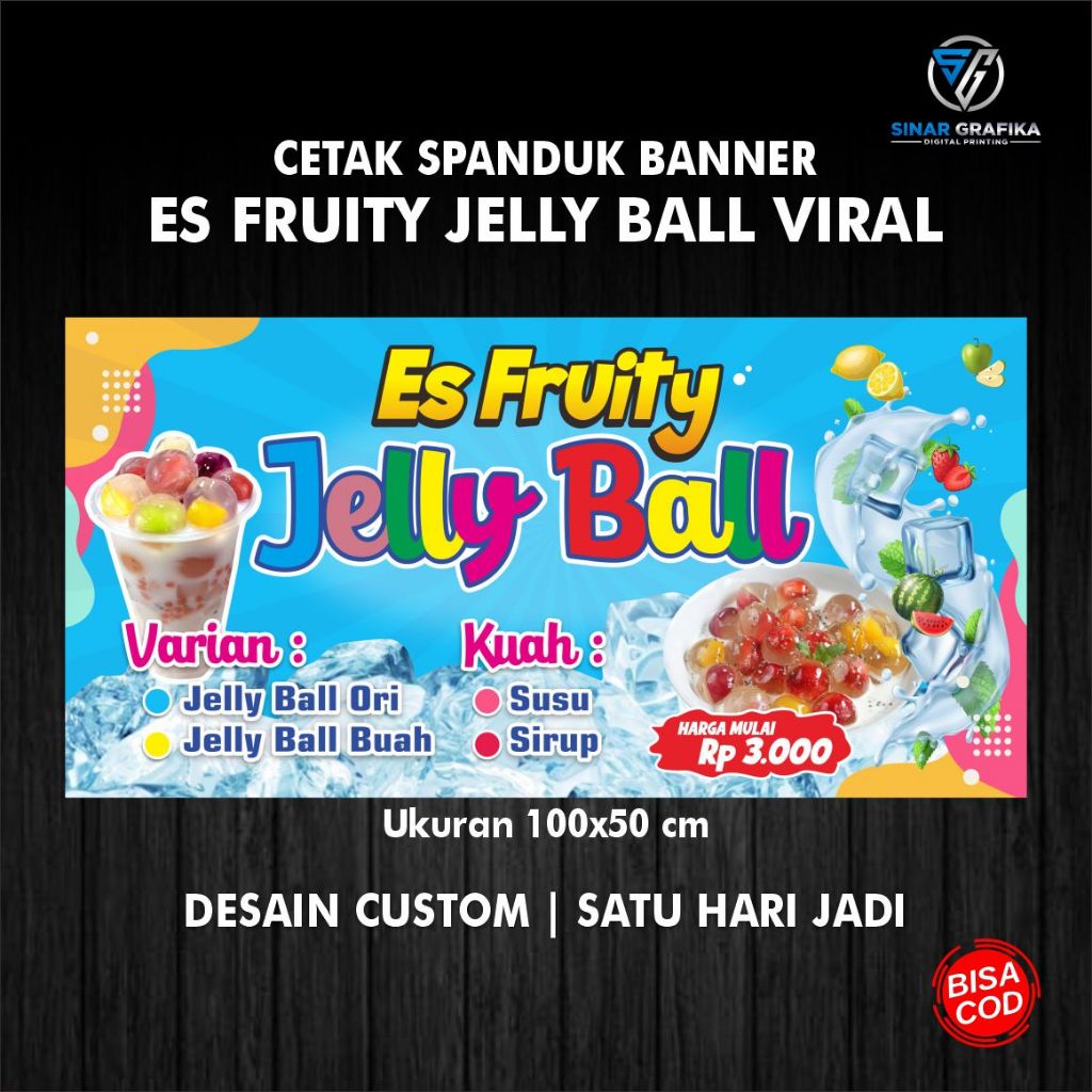 Spanduk Banner Es Jelly Ball / Banner Es Buah Jelly Ball / BISA COD