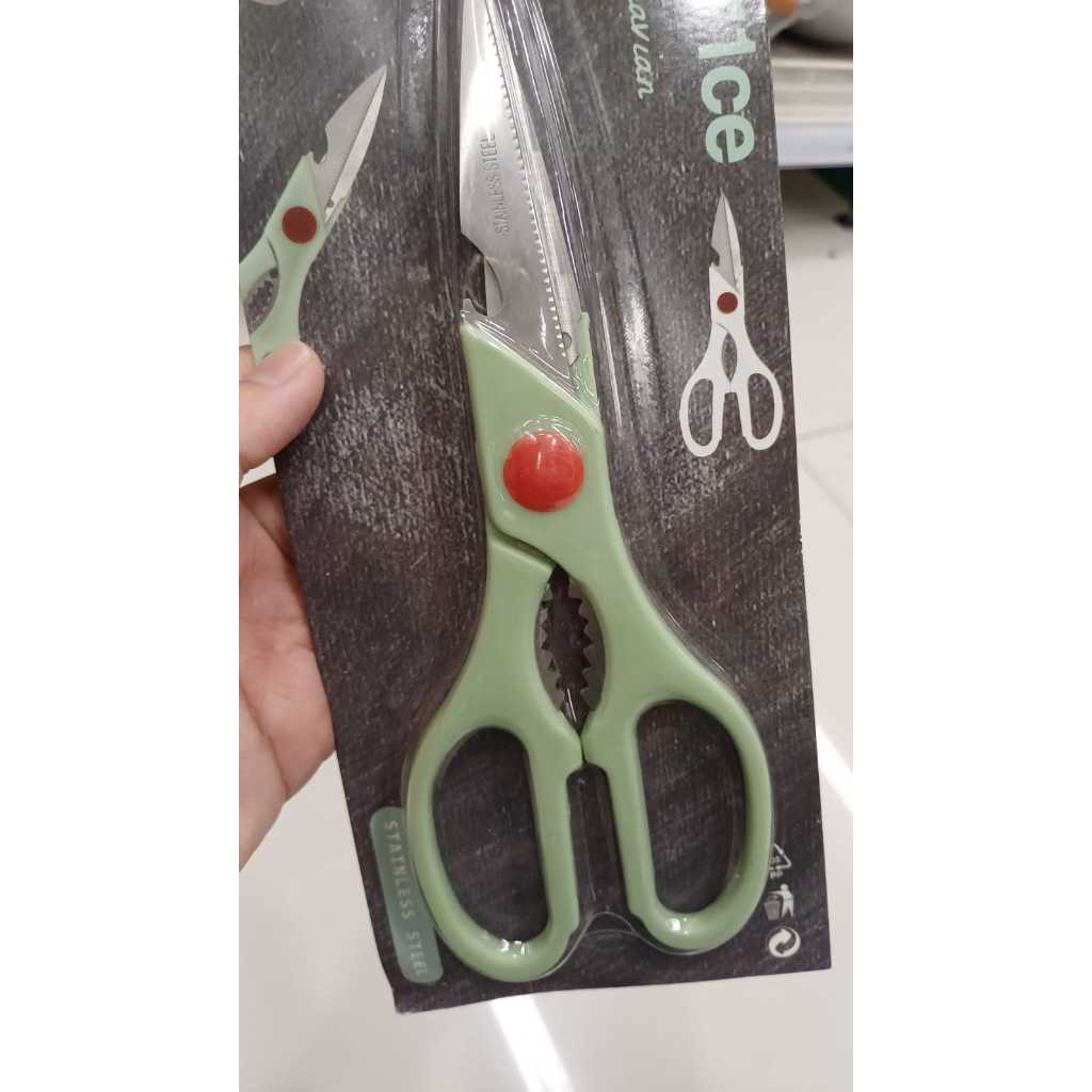 

Gunting stainless steel serbaguna tajam besar big scissors color hijau abu gunting masak dapur barang
