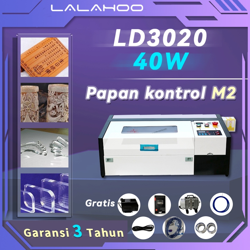 Mesin laser co2 3020 controller40W M2 mesin laser with Laser  untuk Cutting dan Grafir Dapat memotong akrilik transparan 5mm JL