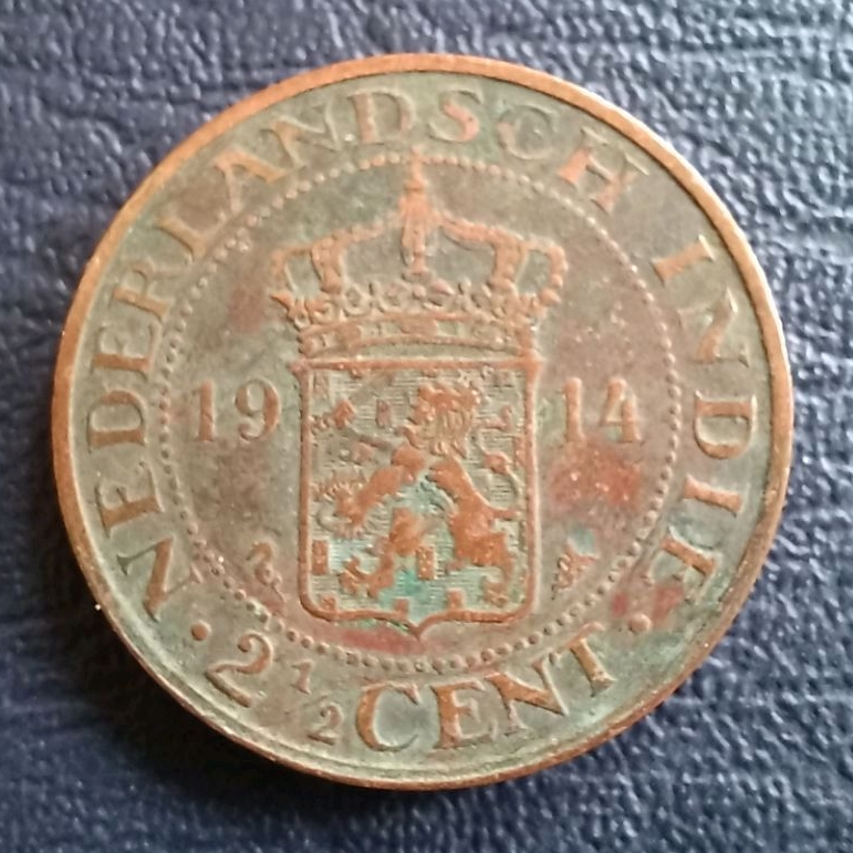 Uang kuno koin 2,5  Cent Nederlandsch Indie tahun 1914