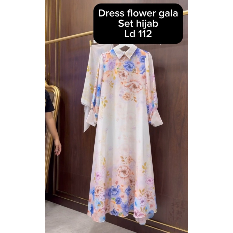 dress gamis flower gala set hijab SS ori by SHELLASAUKIA