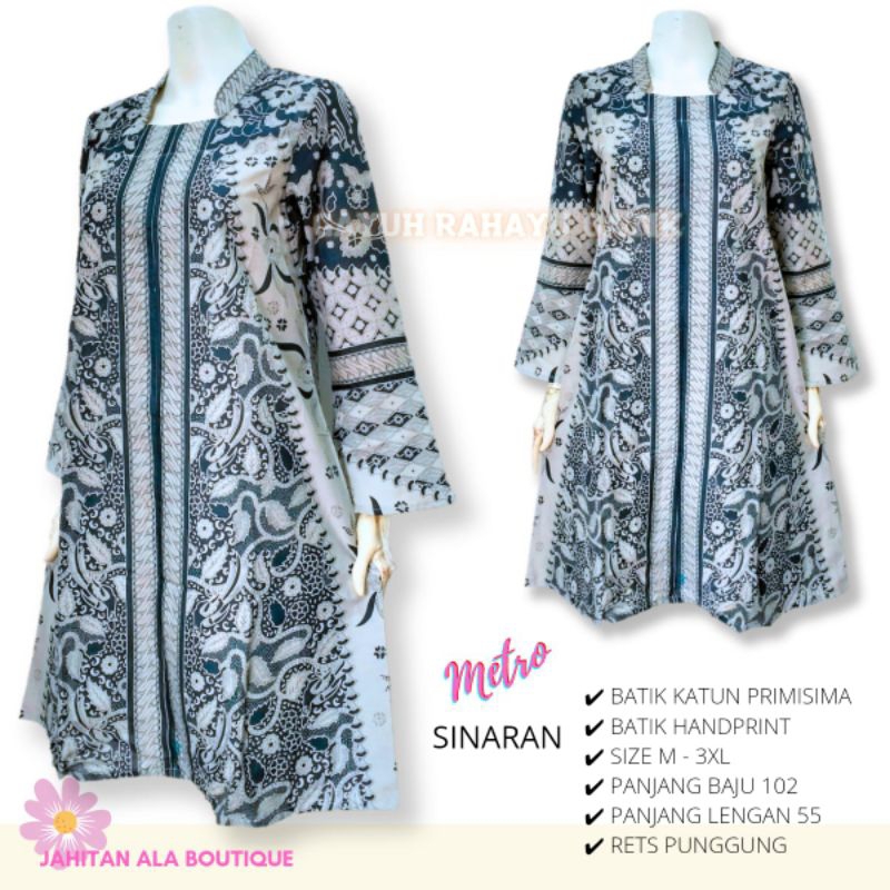 METRO DRESS SINARAN - Dres Batik Lengan Panjang Terompet, Tunik Batik Wanita Modern, Seragam Batik K