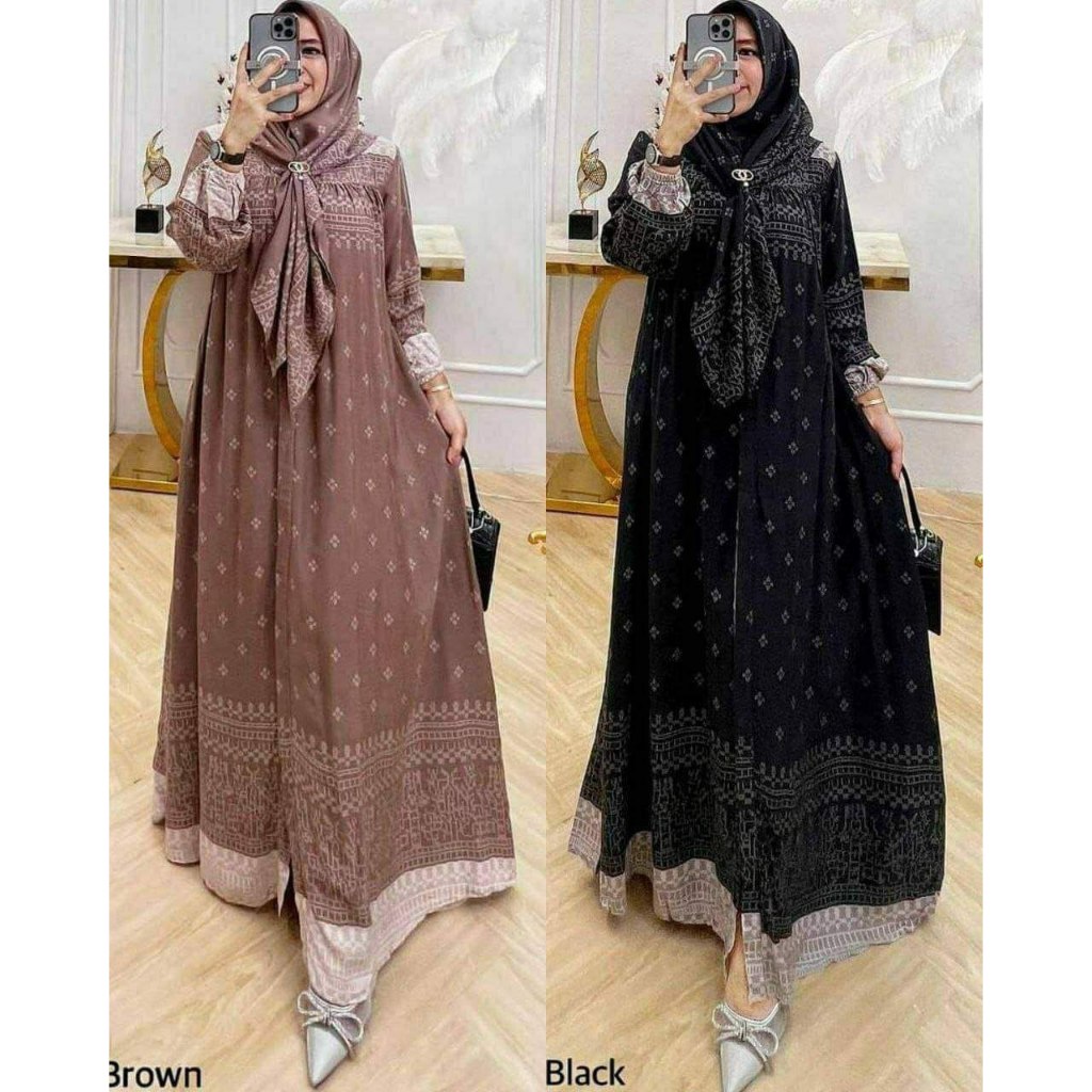 AUREY Set Hijab Gamis Asya Busana Muslim Gamis Wanita Jumbo Set Hijab Muslim Gamis Busui Outfit Leba