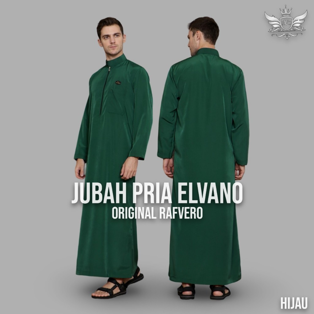 Jubah Pria Model Saudi Polos Modern Slimfit Original Lengan Panjang Berkerah Warna Hijau Botol Green