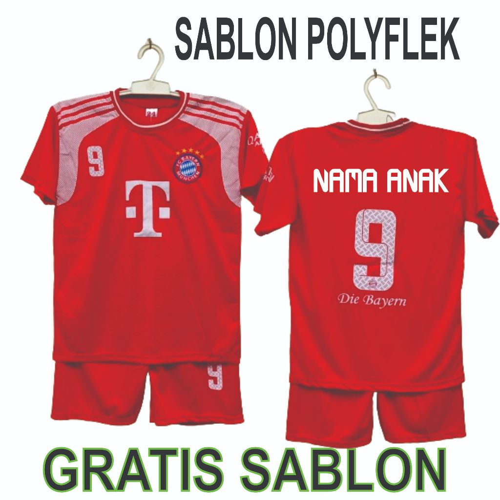 baju bayern munchen/setelan bola anak munchen home usia 5-12thn