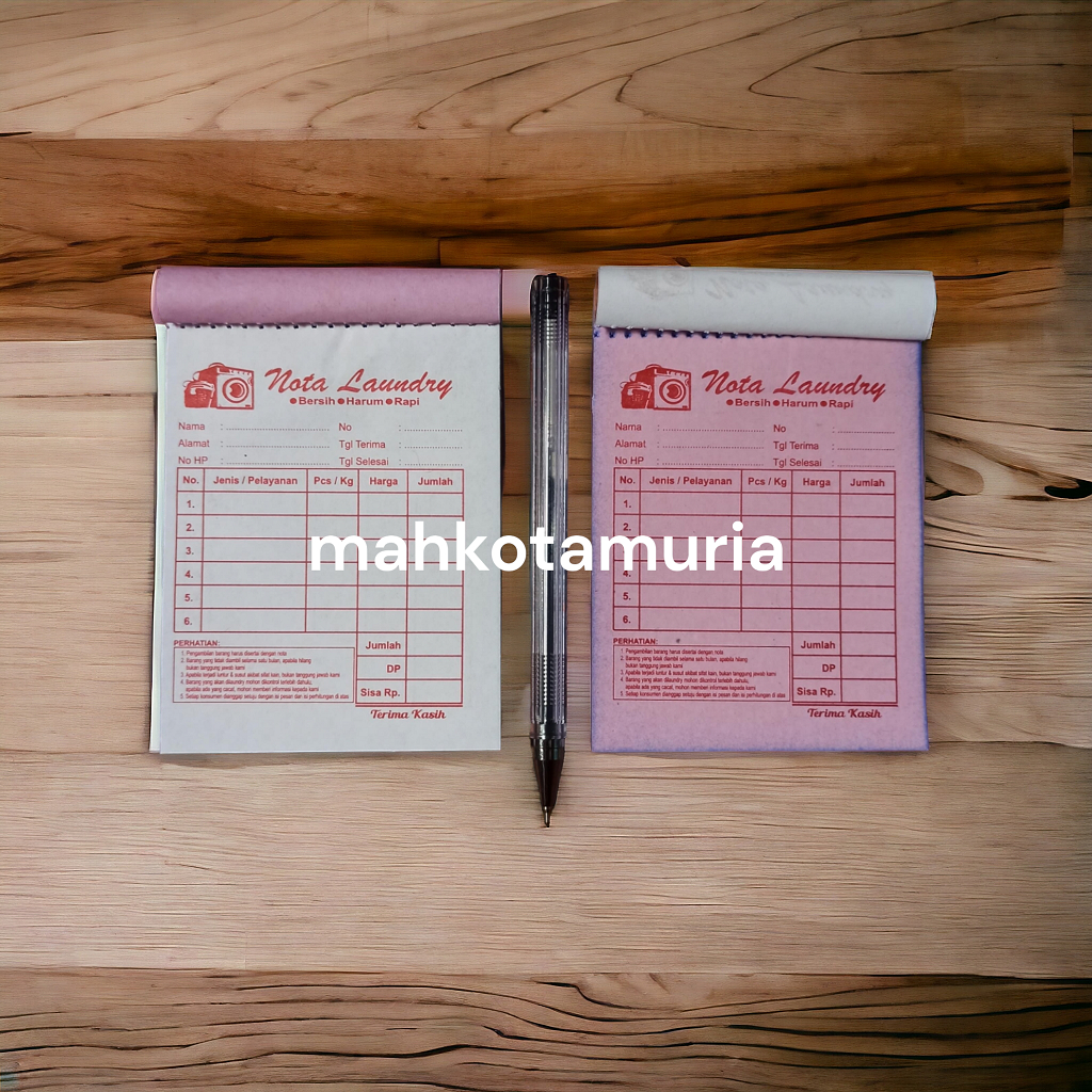 

Buku Nota Laundry - NCR 2 Ply Kecil / Nota Kontan 2 Rangkap 2 Ply 1/8 Folio