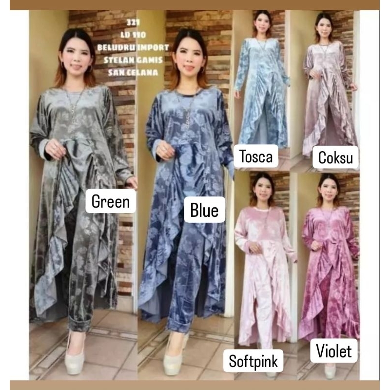 321-yr setelan celana/pisah bahan Velvet bludru