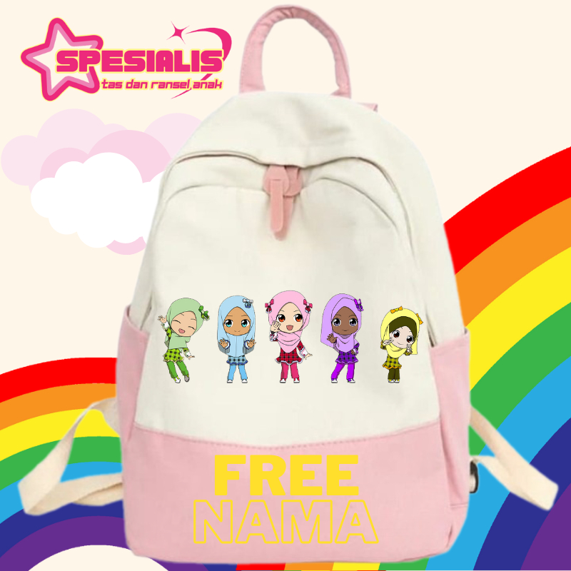 TAS RANSEL ANAK SEKOLAH/NGAJI MOTIF KARAKTER MUSLIMAH