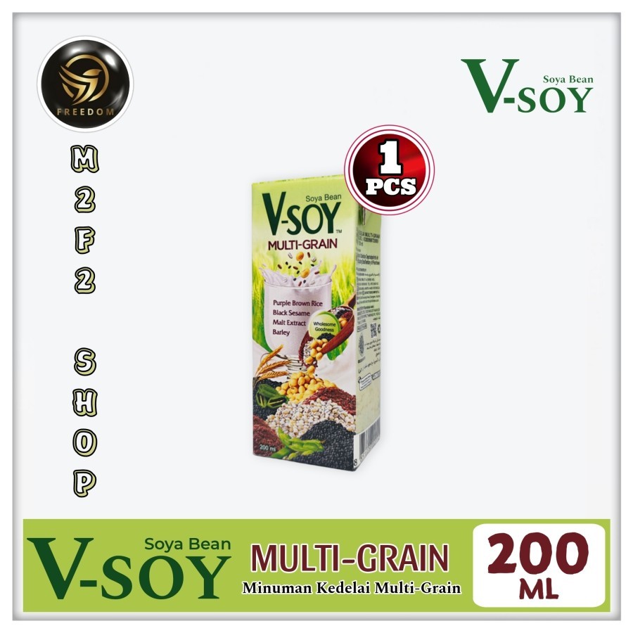 

V-Soy Soya Bean Milk Multi Grain Barley | Susu Kedelai Kotak UHT - 200 ml (Kemasan Satuan)