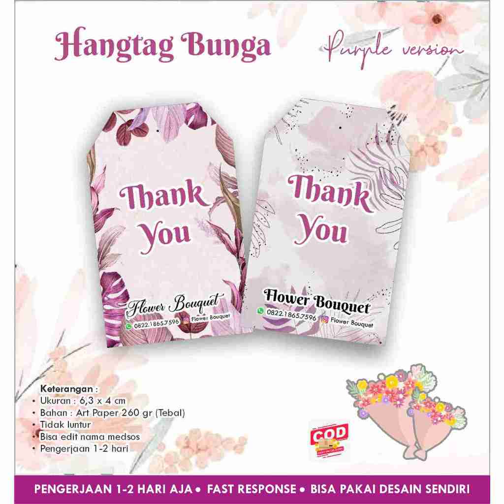 

[25 pcs] Hangtag Flower / Bunga / buket / Price Tag / Label PURPLE version