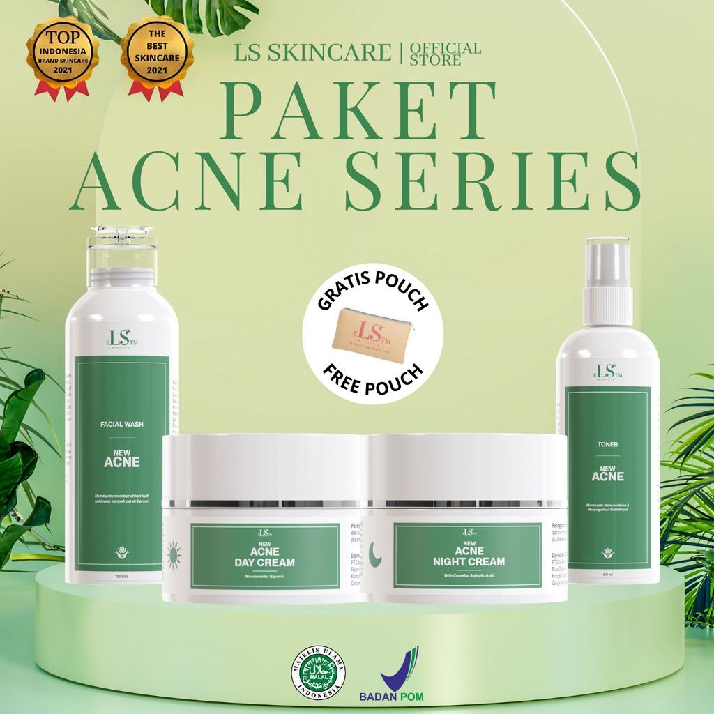 Paket LS skincare new acne lengkap krim untuk kulit wajah kusam berjerawat susah putih dan glowing o